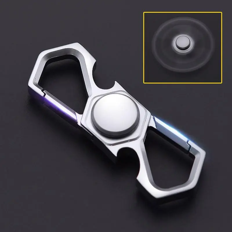 Finger Spinner Metal Heavy Duty Keychain, Multifunctional Keychain Tools Bottle Opener, Car Key Clip Keychain 2 Rings