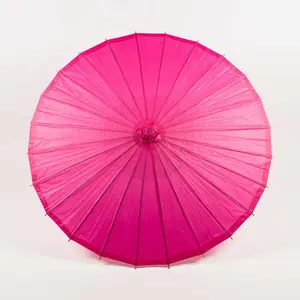 32" Fuchsia Paper Parasol Umbrella with Elegant Handle