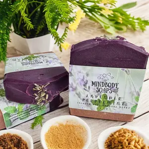 Lavender & Peppermint Handcraft Artisan Soap Bar Infused with Natural Herbs ~ Colloidal Oatmeal ~ Hibiscus Powder ~ Aloe Vera ~ Cold Process Soap