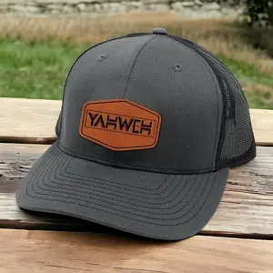 YAHWEH Leather Patches Trucker Cap, Ups & Downs Christian Gift, Trucker Patch Cap, Jesus Hat, Baptism Gifts Men, Father's Day