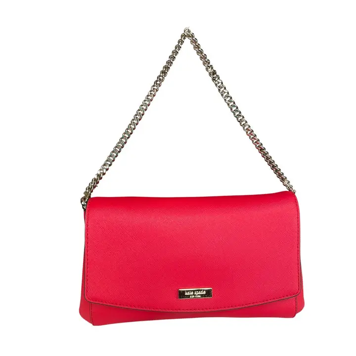 Pre-owned Kate Spade Leather Crossbody Bags Laurel Red / Black Saffiano Chain GHW 2 Way Flap Purse