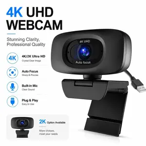 Trendy Cute Design 2K/4K Webcam, Hidden Sliding Privacy Shutter, 180° Foldable Flat Base, Smart Auto Focus, Noise Reduction Microphone, USB Plug & Play, Multi Resolution Optional, Perfect for Live Streaming, Online Study, Office Video Calls & Gam