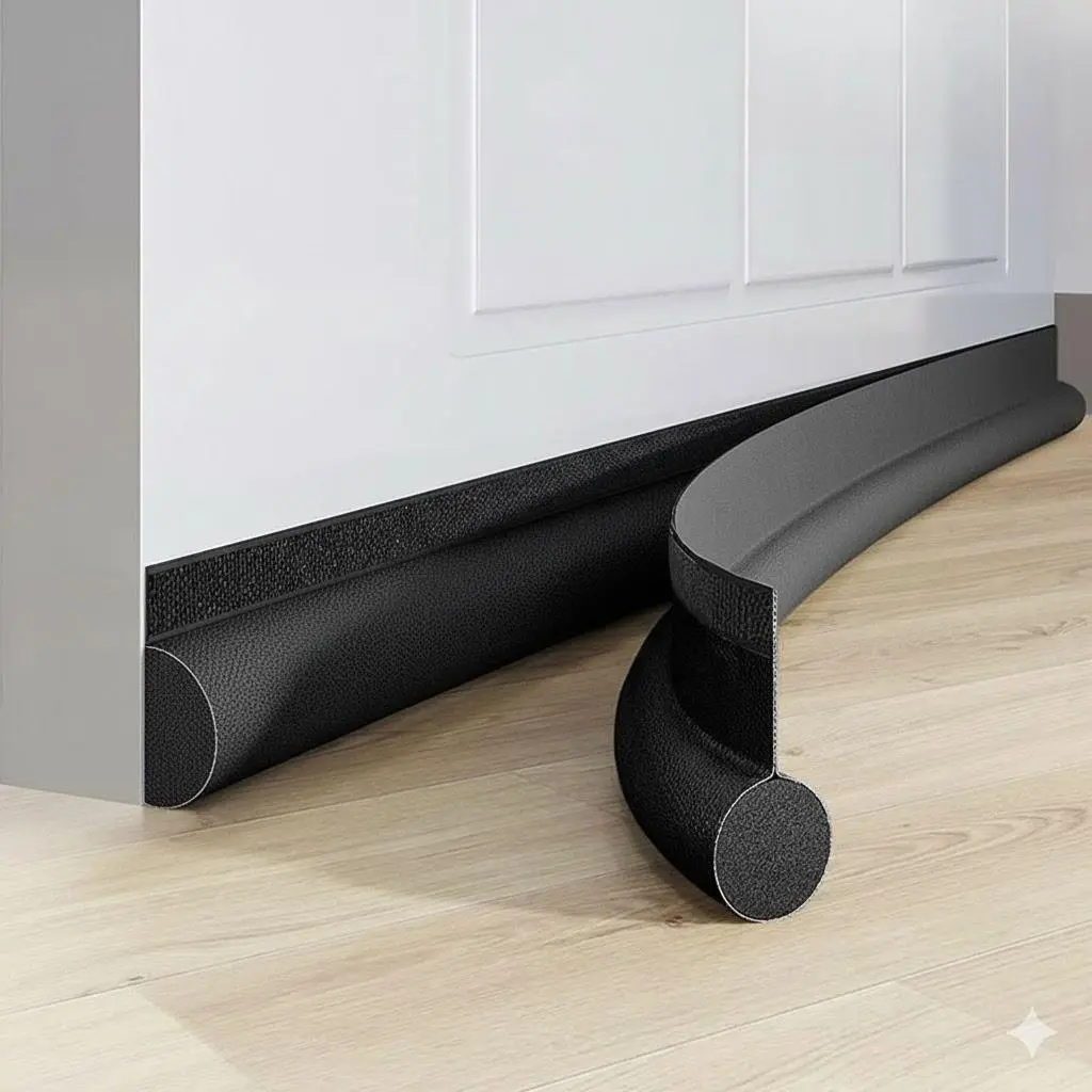 DIY Single-Sided Door Seal Strip: Weatherproof, Soundproof & Dustproof Bottom Sweep. Eco-Friendly Leather Barrier with Anti-Pinch Design for All-Season Protection Against Drafts, Noise, Insects & Moisture. Easy Installation for Doors & Windows.