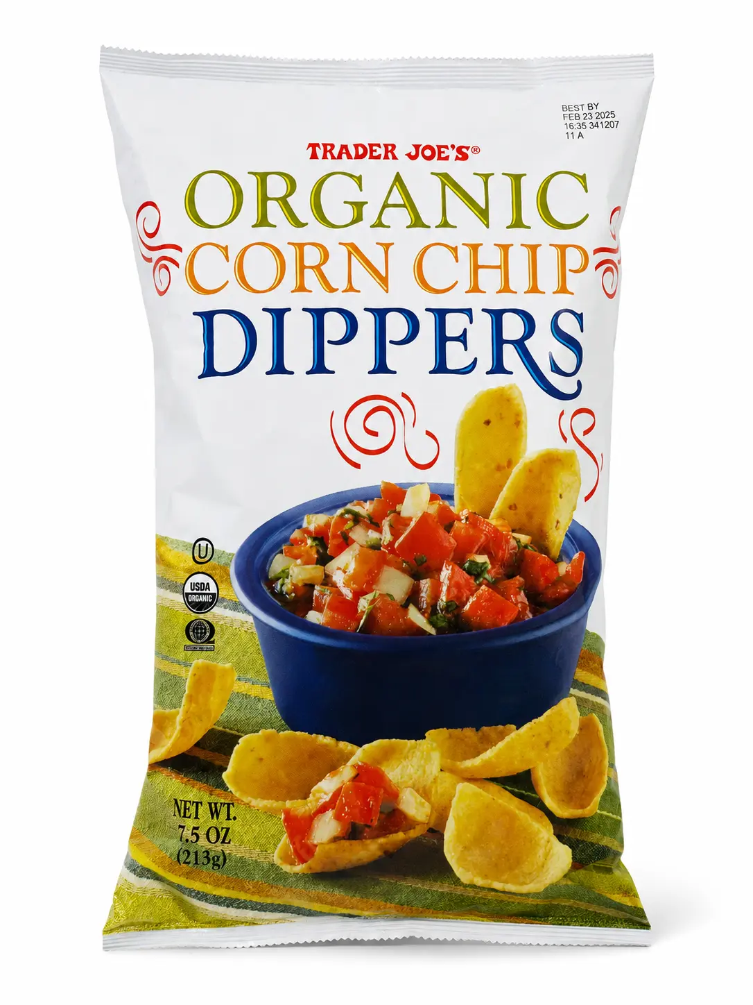 Trader Joe's Organic Corn Chip Dippers - 25 oz -Bag Perfect for Salsa and Dips