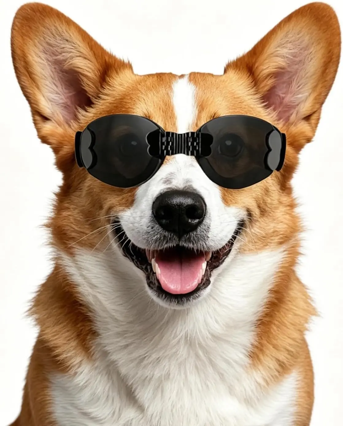 Dog Goggles Medium Breed, Adjustable Dog Sunglasses for Medium Dogs, Anti-UV Dog Eye Protection, Windproof Pet Glasses for Dogs Like Corgi French Bulldog Beagle, Black