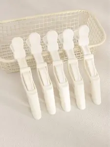 5pcs White/Black  Hair Sectioning Clips - Non-Slip Alligator Clips for Salon & Home Use barrettes duck bill