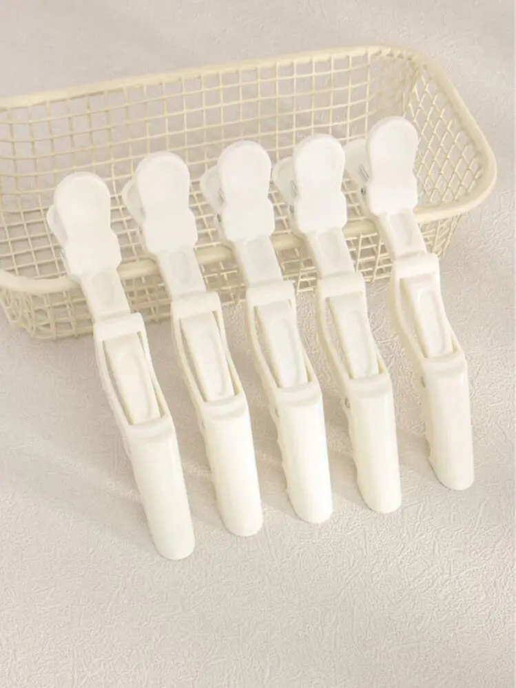 5pcs White/Black  Hair Sectioning Clips - Non-Slip Alligator Clips for Salon & Home Use barrettes duck bill