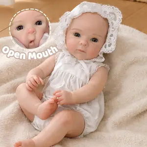 Otarddolls 13Inch/33cm Open Mouth & Washable Adorable Reborn Silicone Girl Doll Bettie Soft Solid Silicone Doll 3D Painted Newborn Baby Dolls Best Gifts For Family