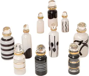 Genie Blown Mini Bottles Set - 10 Decorative Small Vials for Perfume, Essential Oils or Potions, Assorted Colors - Gifts, Magical