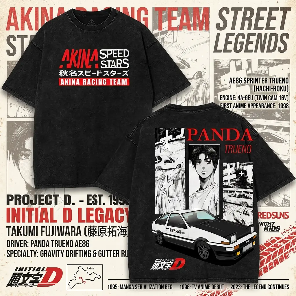 INITIAL D AE86-086 Oversized T-Shirt, Premium Cotton Shirt Regular