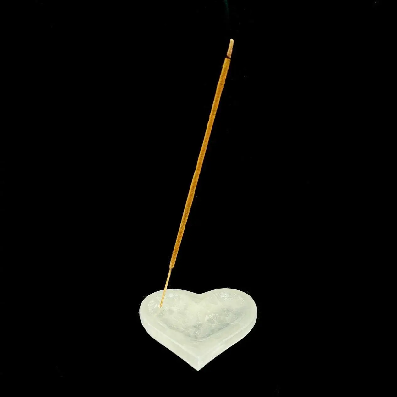 Selenite Heart Incense Holder Bowl