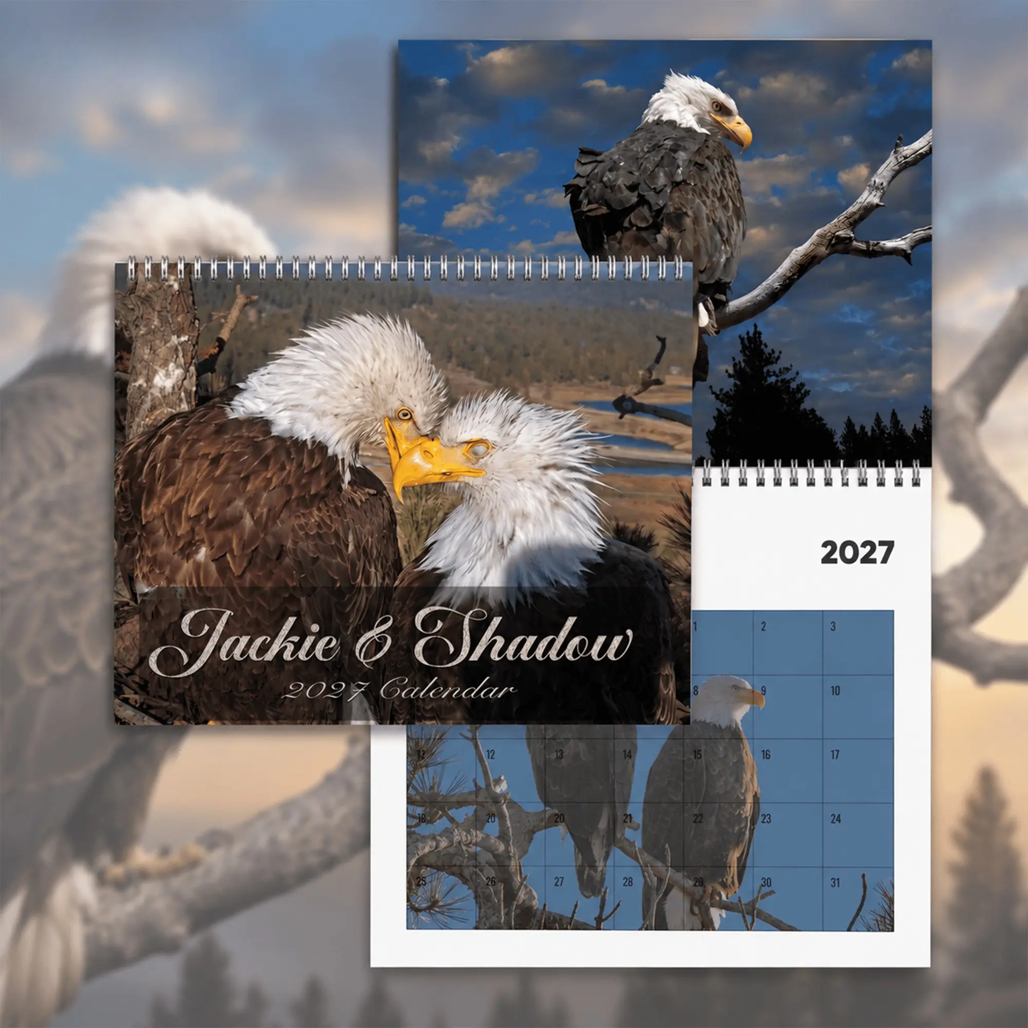 Jackie & Shadow 2027 Memorial Calendar – Wildlife Remembrance Gift, In Loving Memory Bald Eagle Tribute, Meaningful Memorial Gift for Family