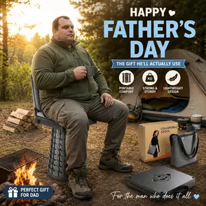 Father's Day Gift 2026 Upgraded Camping Chair with Backrest Cushion, Height Adjustable Heavy Duty Folding Stool with Carry Bag, Portable Telescopic Chair for Dad Camping Fishing Hiking Gardening