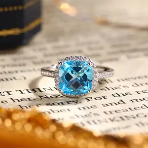 S925 sterling silver Topaz ring adjustable size, with White zircon high quality setting Engagement Ring, Elegant and Luxurious for Women, Girl friend, Brides, Grils as Wedding&Birthday Gift, Perfect for Daily Wear and Party, Valentine's Day Gift