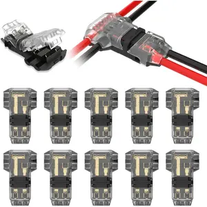 T Tap Wire Splitter Connectors 3 Way 2 Pin Low  Wire Connectors for 16-20 AWG Max Insulation Diameter 3.0mm, 10 count Solderless No Wire Stripping Quick Wire Splice Connectors