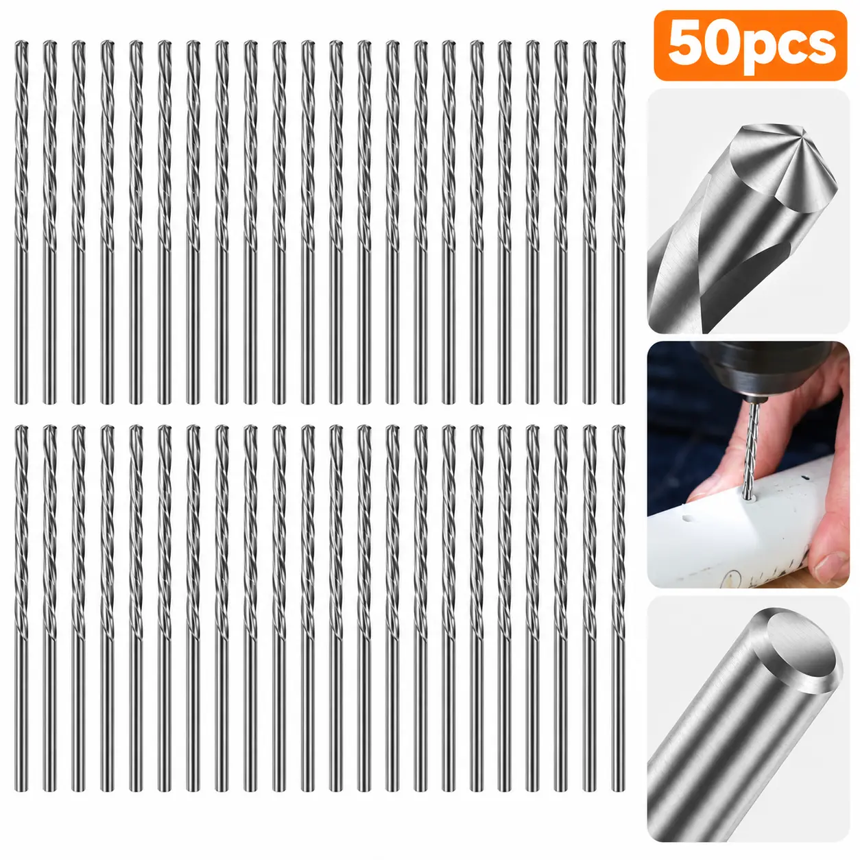 50Pcs 1/8" Spiral Saw Tip Cutting Bits - High Speed Steel Drywall Cutting Bits,Precision Drywall Guide Point Cutting Bits for Drywall Work Outlets Woodworking, Tool Kit