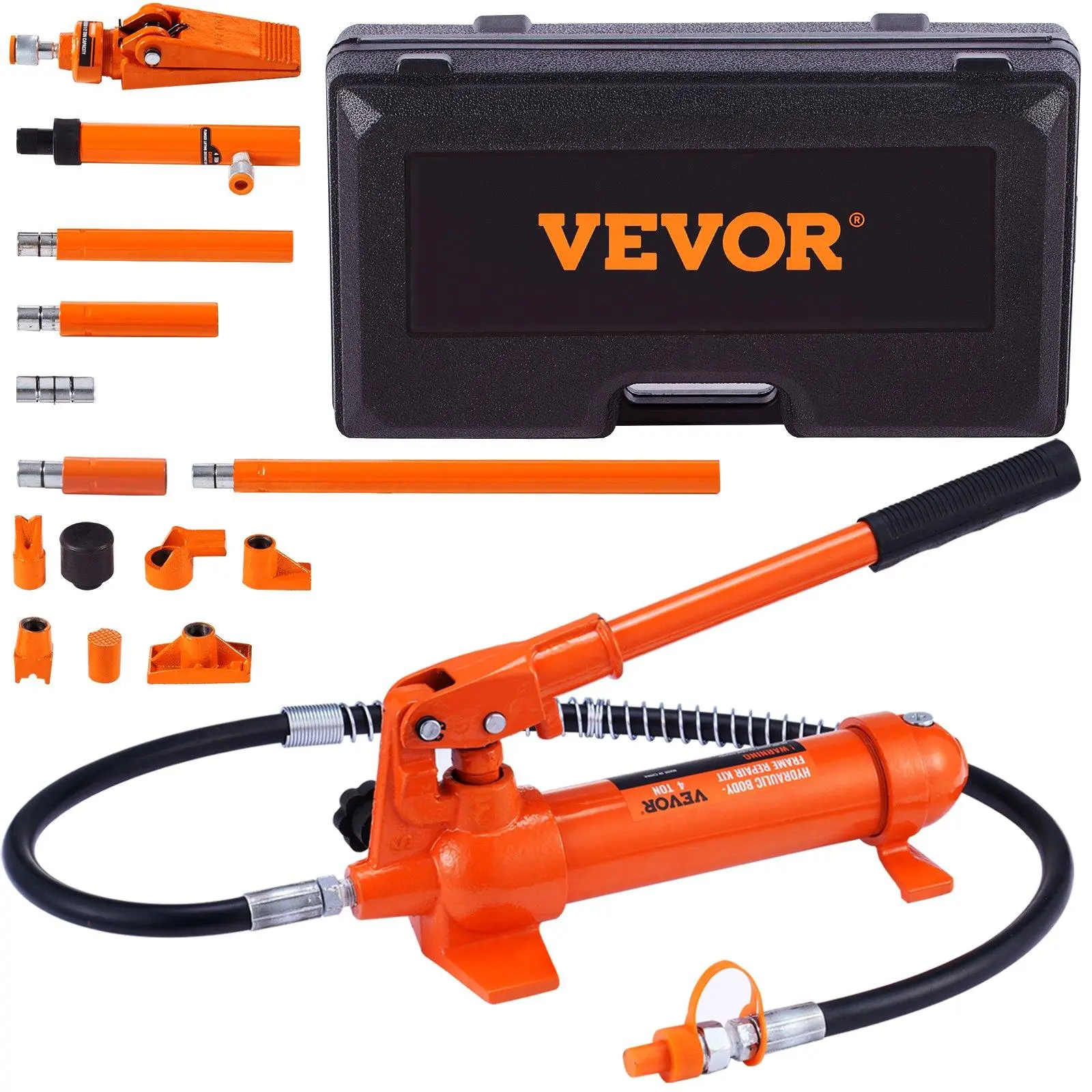 【Backtoschool】VEVOR 4 Ton/8800 LBS Porta Power,  Portable Hydraulic Ram with 3.9 ft/1.2 m Oil Hose, Auto Body Frame Repair Kit with Storage Case for Car Repair, Truck, Farm