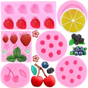 Blueberry Raspberry Cherry Strawberry Fondant Mold  Slices Siliocne Mold Berry Series Sugarcraft Gum Paste Mold For  Candy Cupcake Topper Decorating Polymer Clay Set Of 6