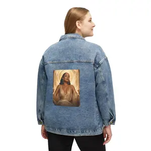 Regal Woman Portrait Denim Jacket | Back Print Art Jacket