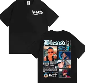 Rapper Blessd Music Album 2025 Tour T Shirts Men's Clothing Fashion Hip Hop Punk T-shirt Cotton 100% High Quality Loose T Shirt 3EL