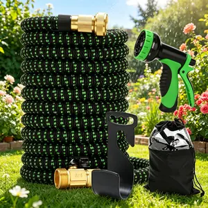 Expandable Flexible Water Hose 100FT Latex Core with 3/4" Solid Brass Fittings 4X Burst Pressure Anti-Kink Lightweight Design for Yard Car Wash Pet Bath Garden Watering System