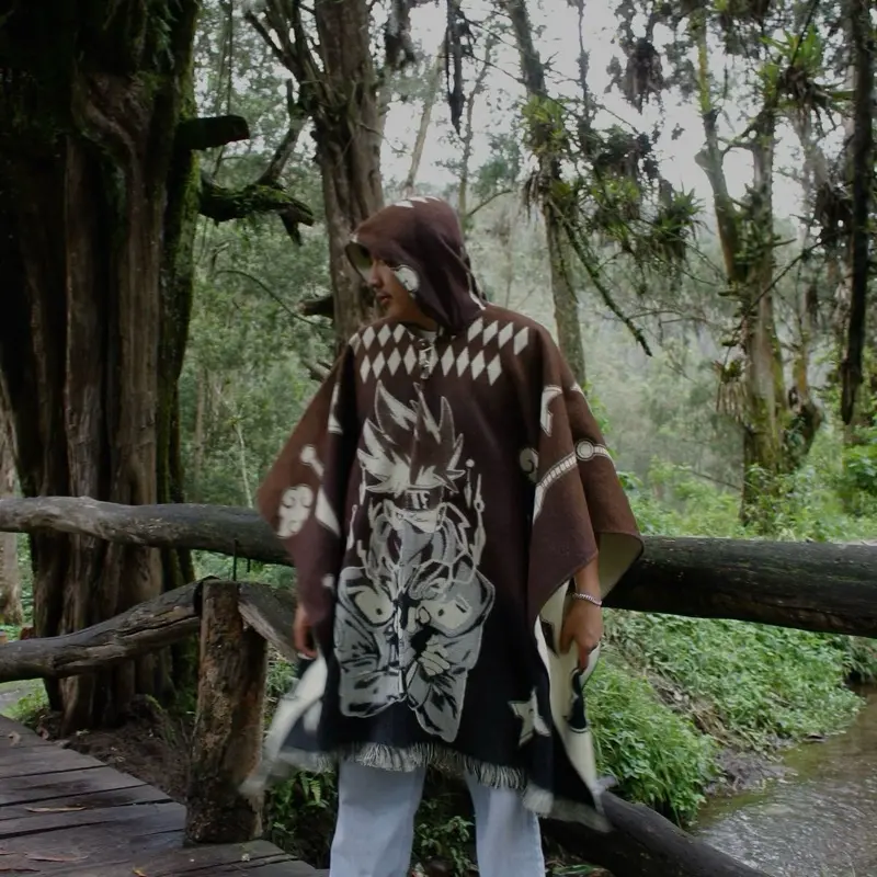 Anime Naruto Hand-made poncho brown/blue