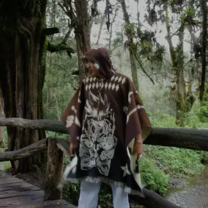 Anime Naruto Hand-made poncho brown/blue