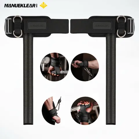 MANUEKLEAR Lifting Straps for Bodybuilding Weightlifting Powerlifting & Strength Traning Deadlift Straps with D Rings for Cable Machine Workout 10mm Neoprene Padded Wrist Wraps for Men Women