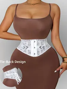 1 Count Women's White Lace Girdle, Front Hook Eye Closure Waist Cincher, Tie Back Adjustable Lace Up Design, Delicate Floral Lace Hourglass Silhouette Shapewear Belts, Comfortable Breathable Waist Trainer, Ideal for Fashion Outfits & Parties & Daily Wear