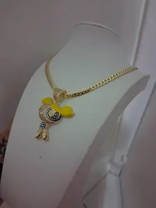 Gold Cuban Chain 5mm 18” with Yellow Cartoon Pendant – Cute Iced Style
