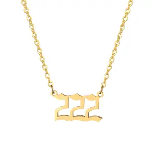 OIDEA Women's Stainless Steel Angel Number 222 Pendant Necklace Numerology Spiritual Jewelry Mirror Polish Gold Tone Adjustable