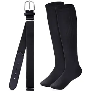 X-SOK14   Baseball Socks and Belt Combo Set Adjustable Softball Baseball Socks and Elastic Waist Belt for Youth Adult