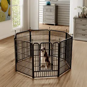 PetCozife Medium/Large Dog Indoor Outdoor Fence, Dog Playpen | 40 Inch, 8 Panels | Heavy Duty Metal Pet Exercise Pen | Indoor Outdoor Fence Panels | Rust-Resistant, Removable, Anti-Skid, Expandable Design, Cat Exercise Enclosure Gate, Garden Patio Fence