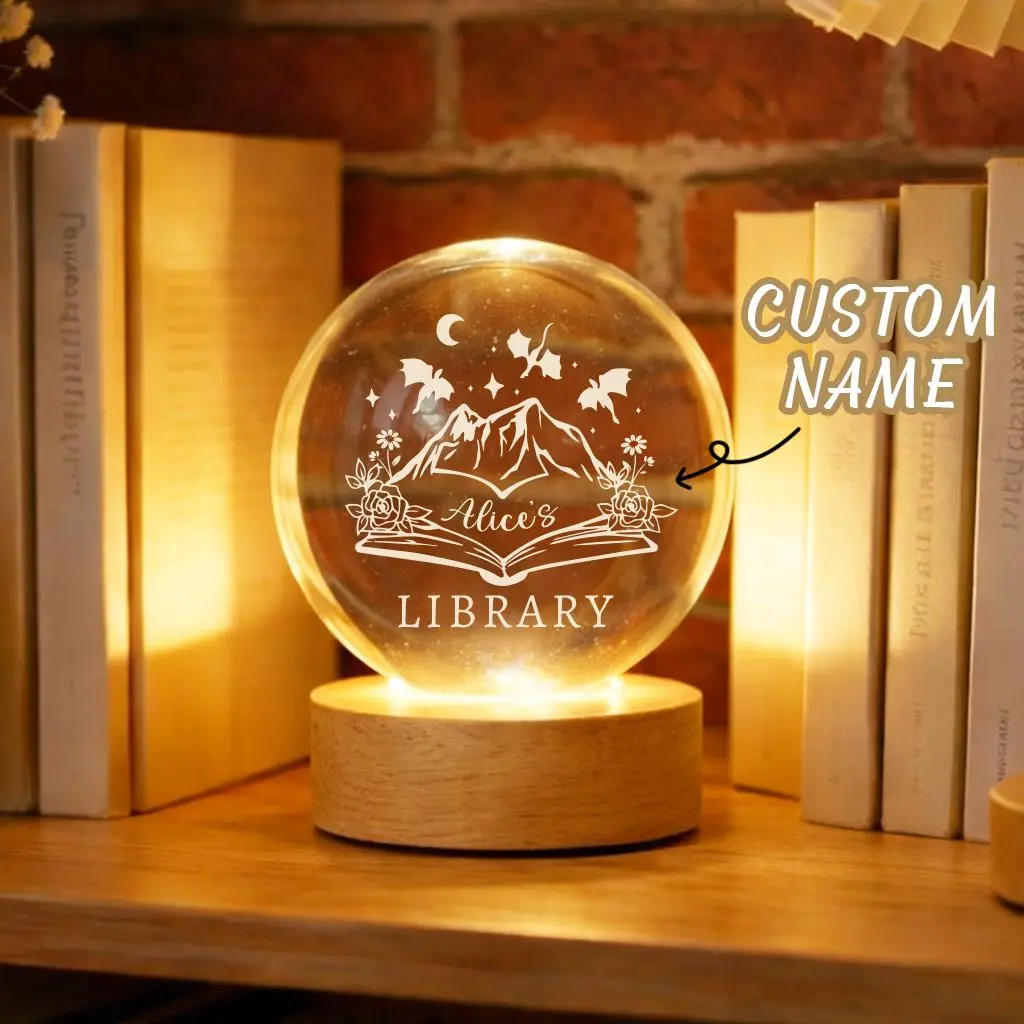 Our Moon Moon Phase Crystal Ball Night Light, Personalized Moon Phase LED Lamp, The Moon the Day We Met, Mini Lantern Light Bookshelf, Bookshelf Decor