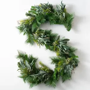 Seeded Eucalyptus & Christmas Pine Winter Holiday Mantle Garland Table Runner