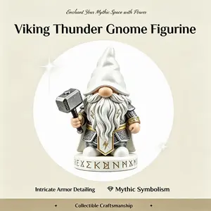 HODAO Mighty Thor Gnome Warrior Figurine - Norse Mythology Guardian for Gaming Desk & Garden Decor - Viking Style #ThorGnome #MythicSymbolism