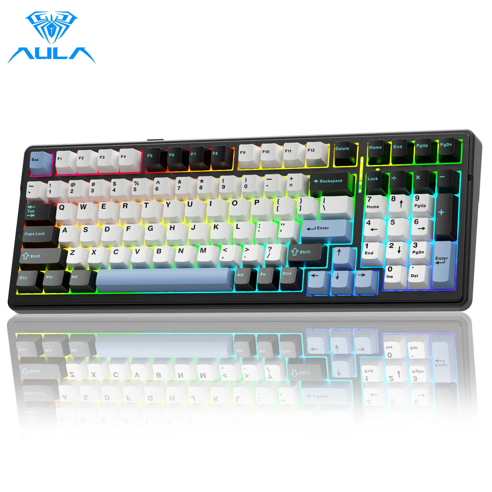 AULA F99 Wireless Creamy Mechanical Gaming Keyboard, Tri-Mode Connection, Hot Swappable gasket Custom Keyboard RGB Rainbow Backlit, Suitable for PC/Ta