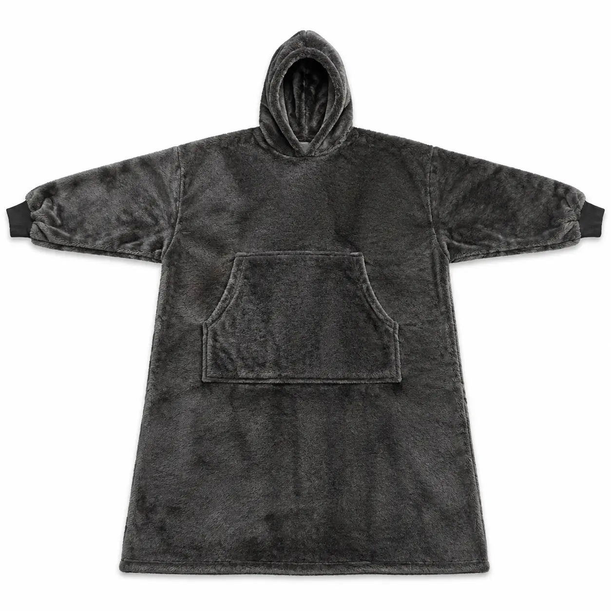 Cozy Hooded Wearable Blanket Robe For Adults, Oversized Fluffy Loungewear With Large Front Pocket And Ribbed Cuffs, Ideal For Couch Lounging, Movie Nights And Casual Indoor Relaxation In Cold Winter Days