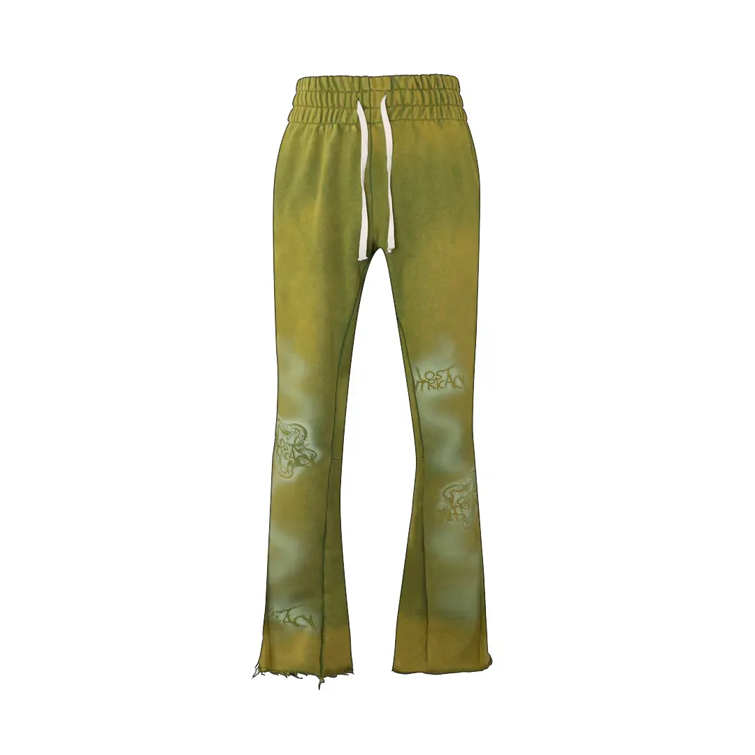 Lost Intricacy Green Flare Sweatpants