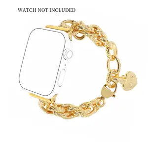 Fashion Chain Link Bracelet Design Watch Band (Band Only), Adjustable Watch Band for Women, Wearable Accessories Compatible with iWatch Series, Smart Watch Straps