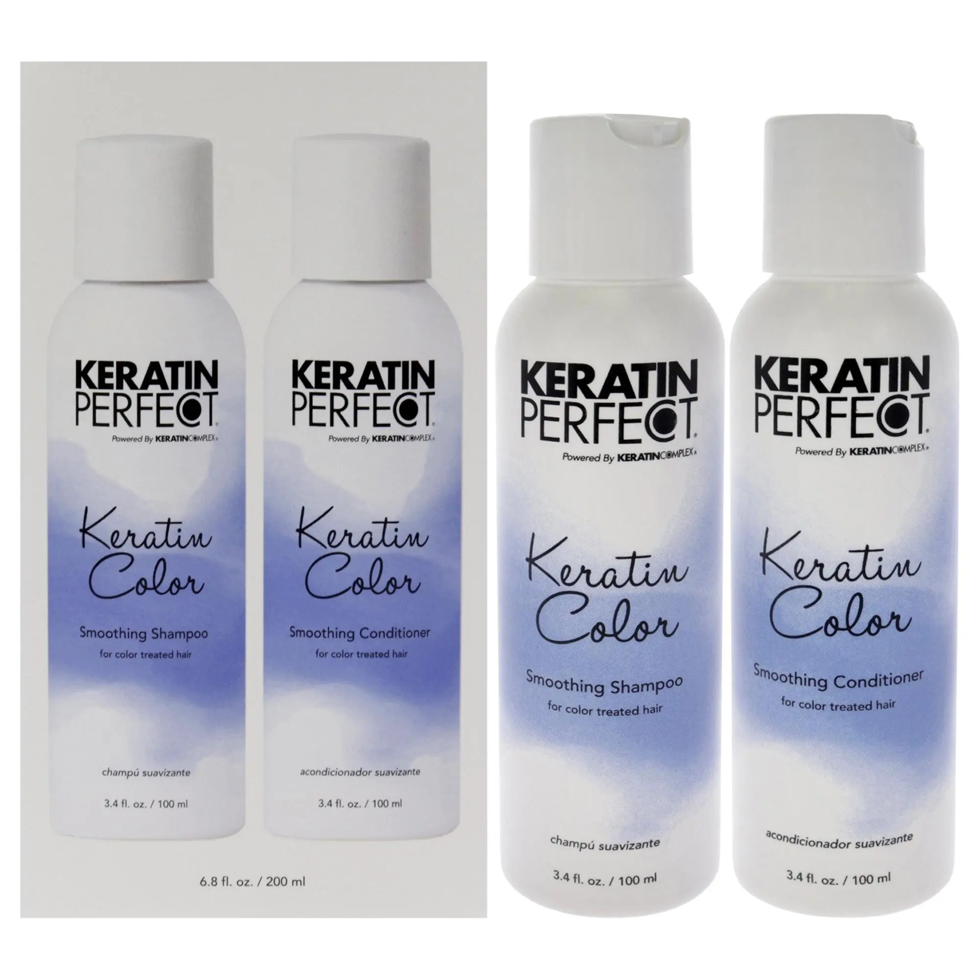 Unisex Keratin Perfect Haircare Smoothing Cleanser Set - 2-Piece: 3.4oz Shampoo, 3.4oz Conditioner