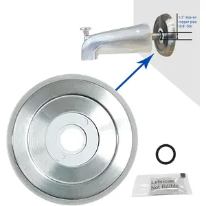 1/2" Thick Spacer for Tub Spout, Flange Trim Ring for Bath Faucet, Eschutcheon Cover Plate for Spigot with Split PVC Blocking Water, Shower Pipe Remodeling Sealer (304SUS-Brushed Nickel)