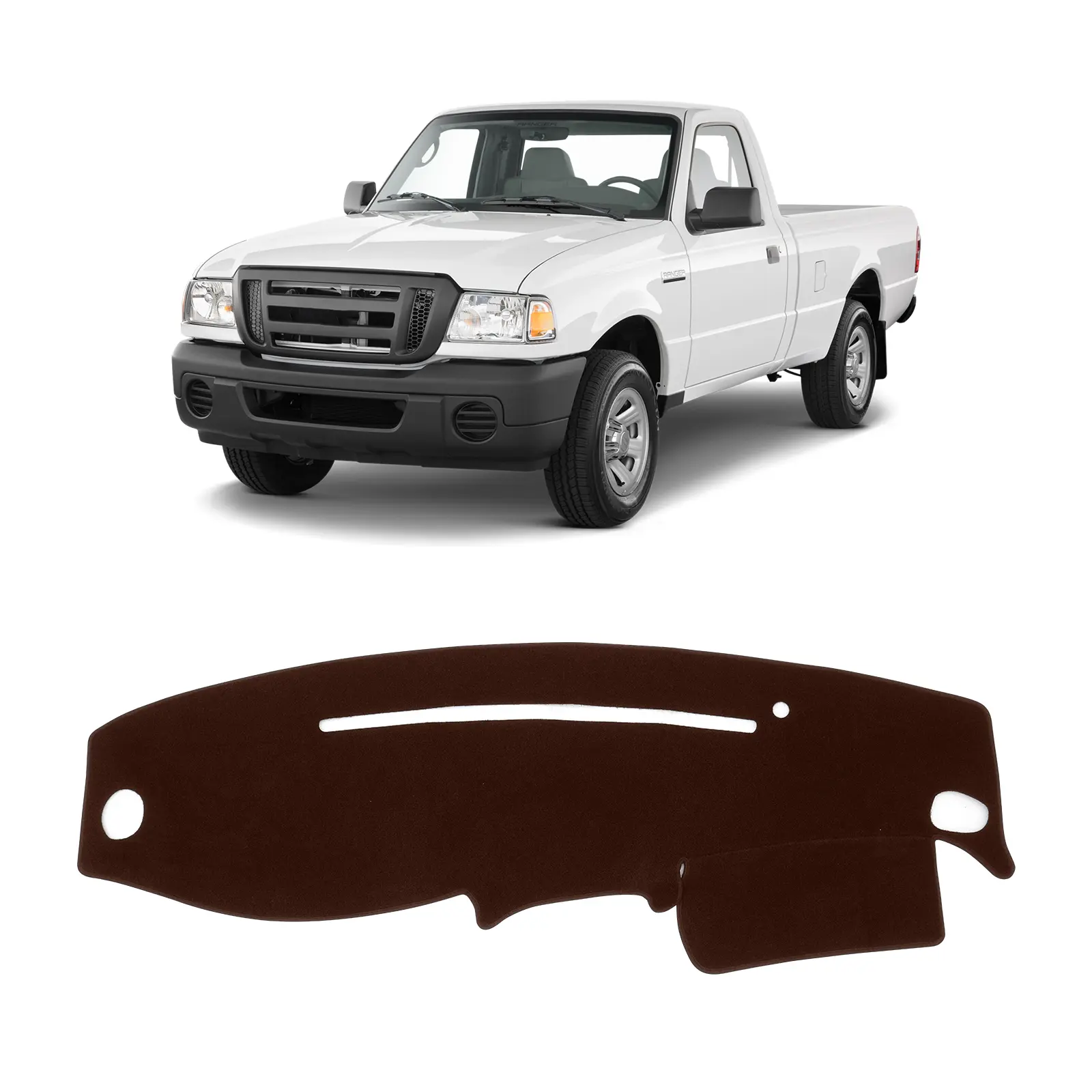 KUST Brown Car Dash Cover for Ford Ranger 1995-2011/Ford Explorer 1995-2001/Mazda B2300 B2500 B3000 B4000 1995-2008/Mercury Mountaineer 1997-2001 Polyester Non-Slip Center Console Dash Cover Black, Car Accessory, Dashboard Cover