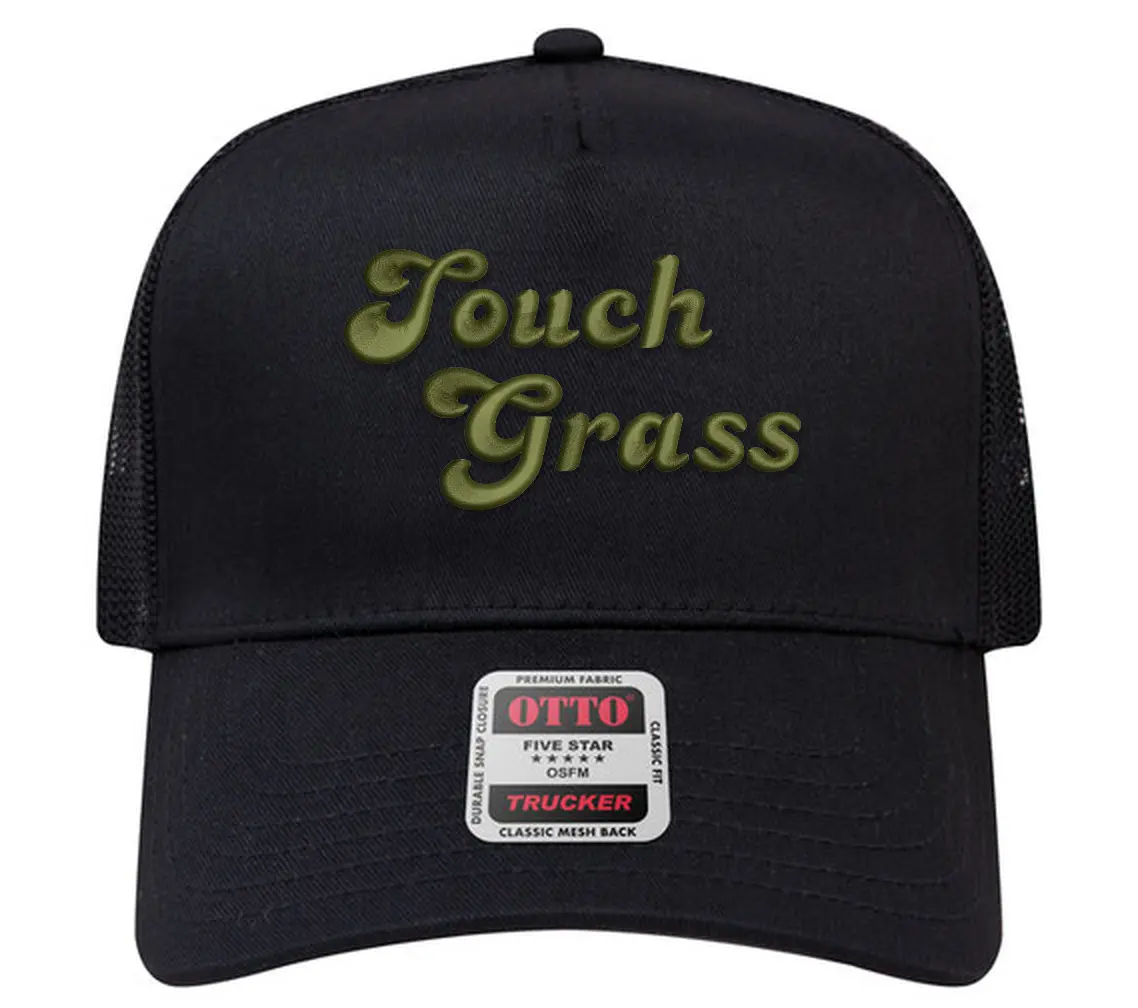 Touch Grass Embroidered Trucker Meme Cap