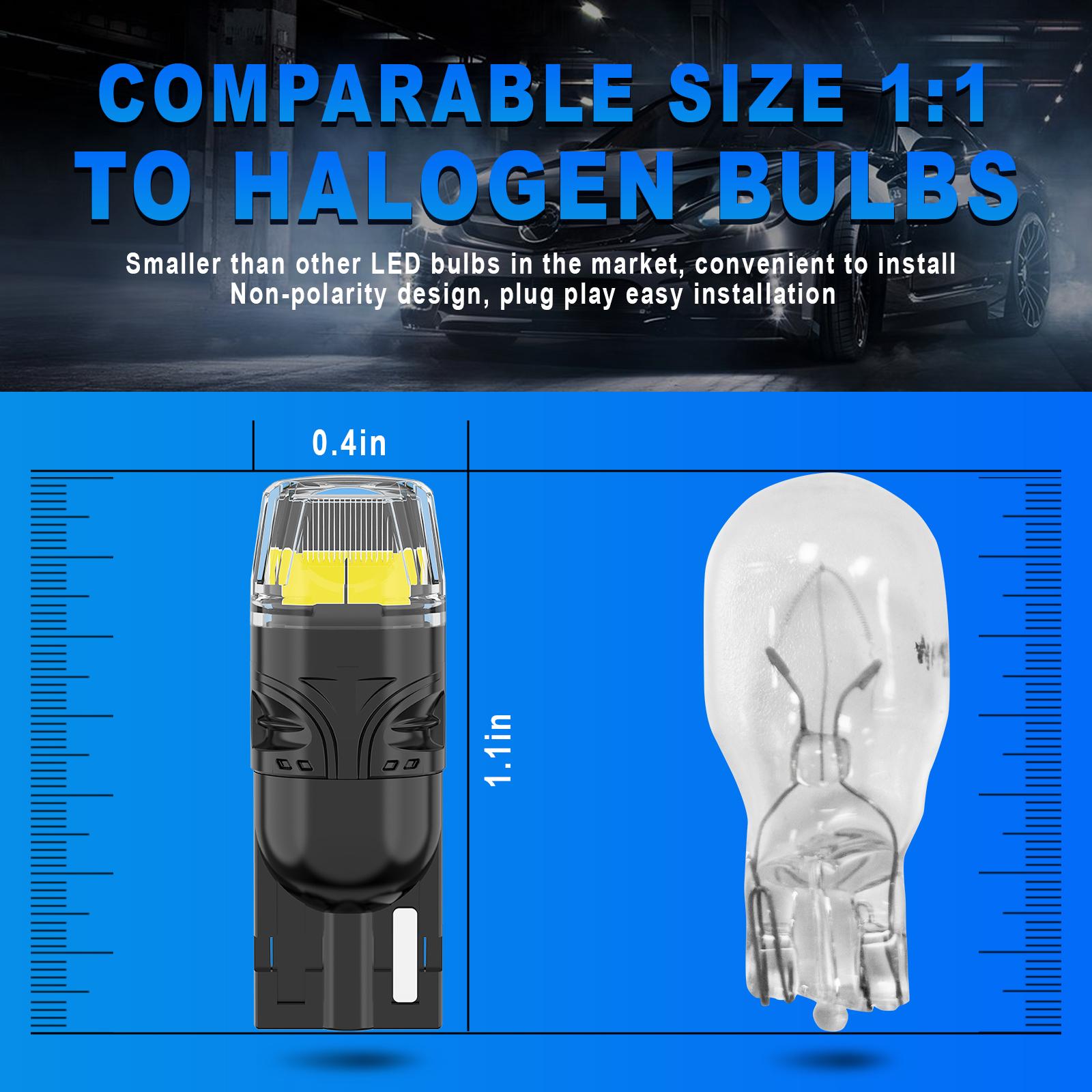 BRS High-Brightness Decoded LED  White Strobe Flash Blinking Brake Stop Tail Parking Light Bulbs – 220 Lumens (T10, 2-Pack)