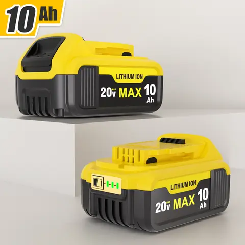 20V 10Ah Lithium Battery Pack Compatible with DeVValt Tools, Replacement for DCB200/ DCB204/ DCB180/ DCB182 and More, Built-in Short Circuit & Overcharge Protection，（Choose: 4 batterise, 2 batteries, or 2 batteries+charge）, Cordless Tools Batteries, Lithi
