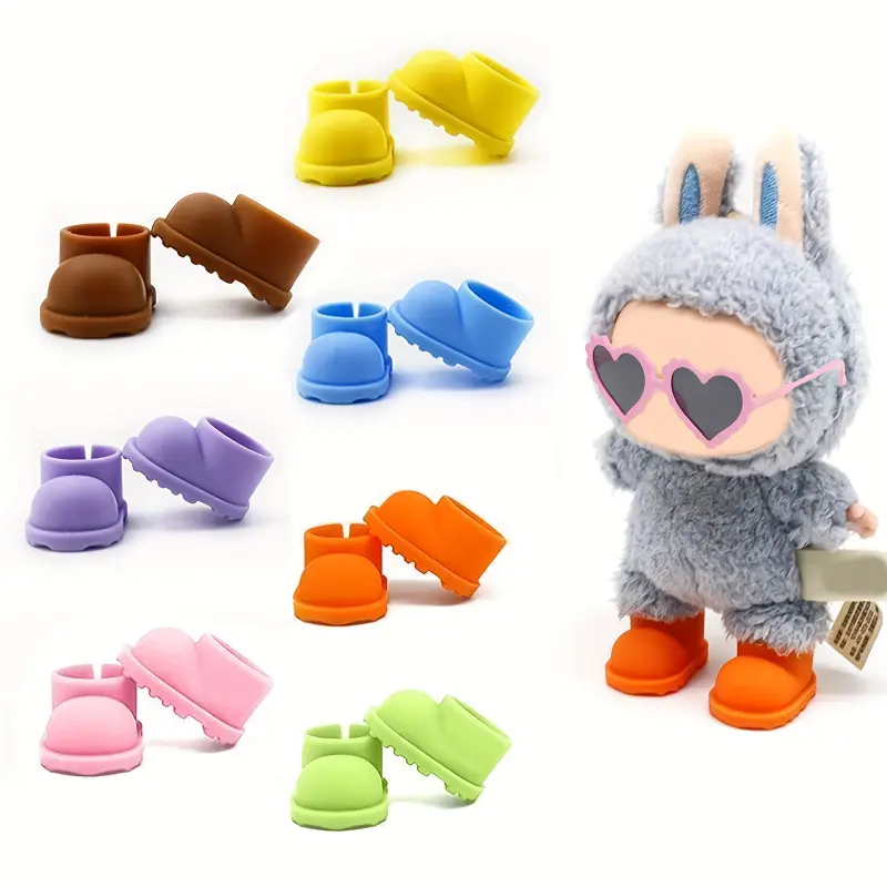 PVC Yellow 1.3-in Doll Shoes (1 Pair), Compatible with LABUBU Dolls, DIY Toy Dressing Props, Birthday Holiday Gift