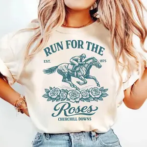 Kentucky Derby Shirt, Chinoiserie Horse Racing Tee, Run for the Roses