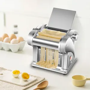 SHANGMAKEL Automatic Noodle Machine 135W 110V 0.5-3.5mm Adjustable Thickness 8.46x6.88x10.31in for Pasta Dumpling Dough Stainless Steel Tabletop Slicer