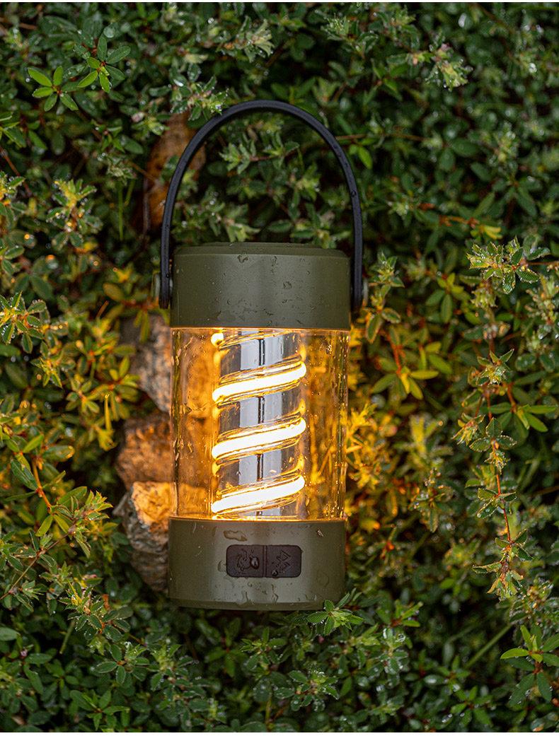 Rechargeable LED Hanging Camping Lantern, Ultra Bright Waterproof Camping Light Strip with Bluetooth Speaker, Portable Emergency Flashlight, Solar Powered Dimmable Outdoor Lamp for Hiking, Camping, Backpacking,  Outdoor Emergency Use